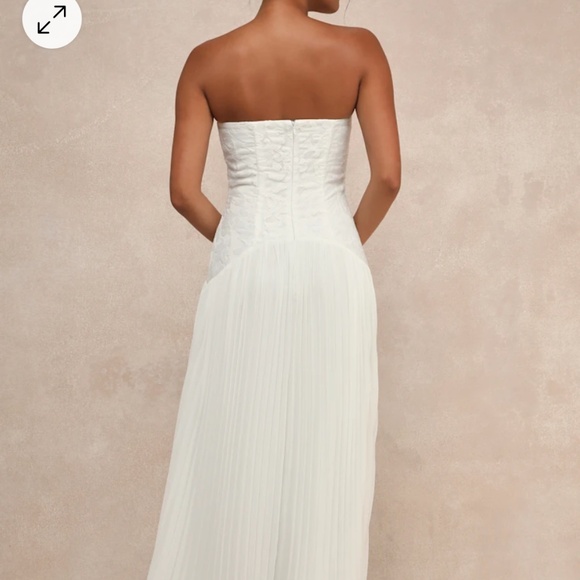 Divine Devotion White Embroidered Pleated Strapless Maxi Dress Lulus - Picture 2 of 3